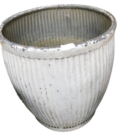 A cream painted galvanized dolly tub, 50cm high.