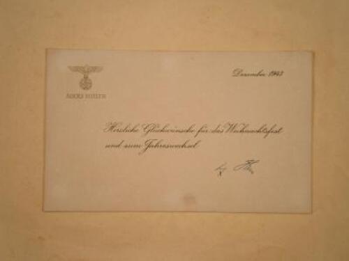 A Christmas greeting note signed by Adolf Hitler