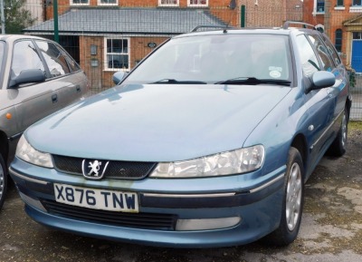 A Peugeot 406 estate, registration X876 TNW, manual, no V5, MOT expired 1st December 2023, last known mileage 2nd December 2022 154,851, and a Haynes Peugeot 406 manual.