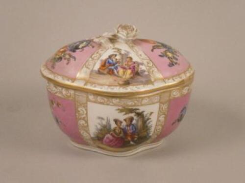 A Dresden porcelain box and cover