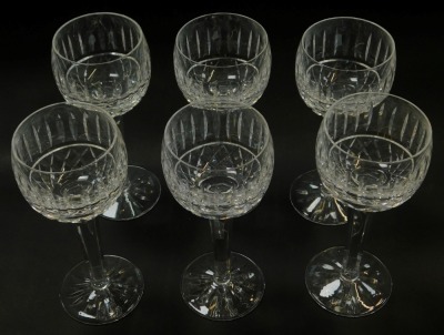 A set of six Waterford crystal Tramore pattern wine glasses, each stamped, 19cm high. - 2