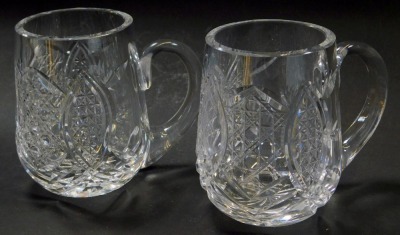 A pair of Waterford crystal tankards, each stamped, 11.5cm high.