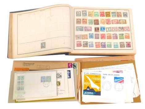 An Improved Postage Stamp Album, containing world stamps, to include Germany, France, Belgium, Australia, Japan, Cyprus, Czechoslovakia, some GB stamps, together some first day covers, etc.