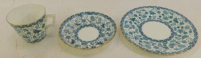 A Royal Crown Derby Wilmont pattern trio set, comprising cup, saucer and plate. - 4