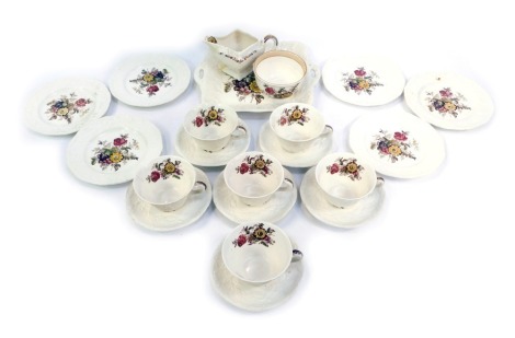 A Masons Ironstone part set decorated in the Friar's Wood pattern, to include six tea cups and saucers, sugar bowl, milk jug, two handled sandwich plate, etc.