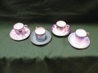 Four early 20th C English porcelain Coffee Cans and Saucers