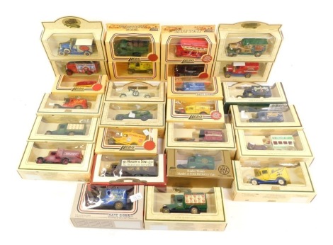 A group of Days Gone and other boxed diecast cars, to include Shell Pump Service van, Happy Eater Restaurant van, others for Walkers Crisps, Lledo promotional models, etc. (1 box)