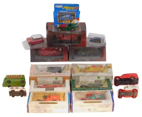 A group of diecast vehicles, to include Atlas Editions Collections London Fire Brigade vehicle, Motoring Memories Zebra Great Polish van, Lledo fire engine, etc. (1 tray)