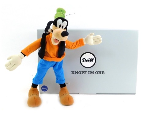 A Steiff Disney's mohair Goofy soft toy, number 35, 36cm high, with certificate, boxed with outer packaging.