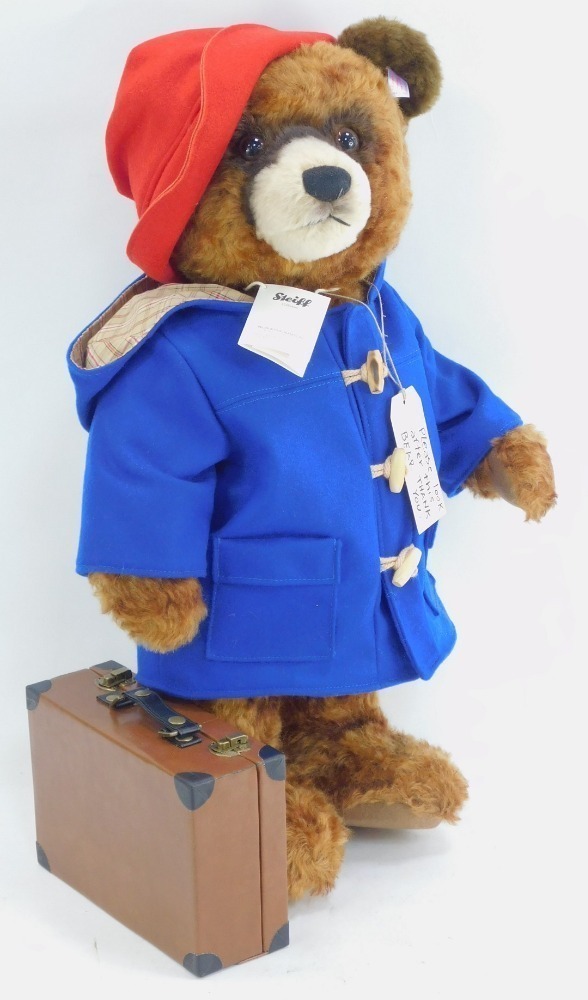 A Steiff mohair Paddington Bear, with suitcase, plush marmalade