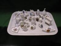 A qty of crested china pieces including Arcadian battleship and cannon