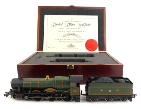 A Bachmann Branchline OO gauge Raveningham Hall locomotive and tender, in green livery, 6960, with limited edition certificate numbered 1420, in fitted presentation case.