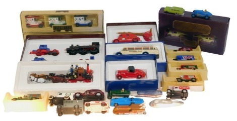 Various boxed diecast cars, to include Days Gone, Lledo The Royal Wedding cars, Models of Yesteryear 1936 Leyland Cub fire engine, etc.