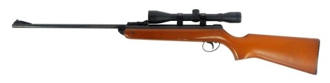 A BSA Meteor .22 calibre air rifle, with sight, 104cm long.