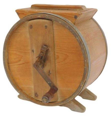 A pine butter churn, 40cm high.