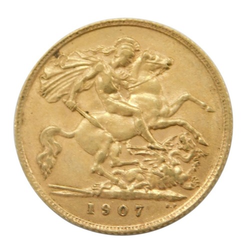 An Edward VII half gold sovereign, dated 1907.