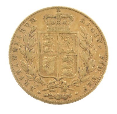 A Queen Victoria young head shield back full gold sovereign, dated 1842.