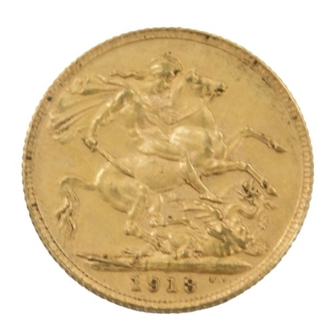 A George V full gold sovereign, dated 1913.