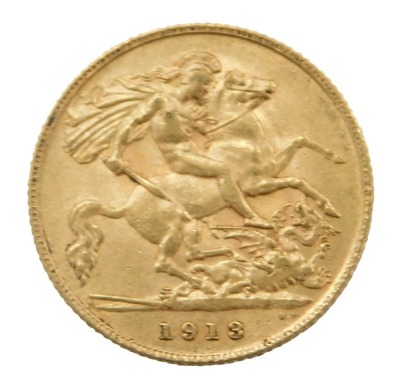 A George V half gold sovereign, dated 1913.