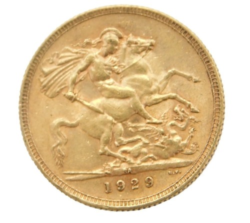 A George V full gold sovereign, dated 1929.