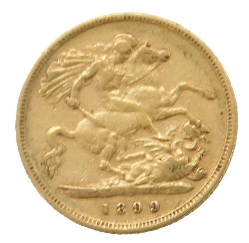 A Queen Victoria half gold sovereign, dated 1899.