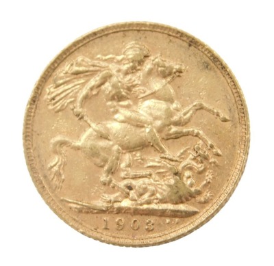 An Edward VII full gold sovereign, dated 1903.