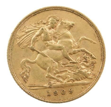 An Edward VII half gold sovereign, dated 1909.