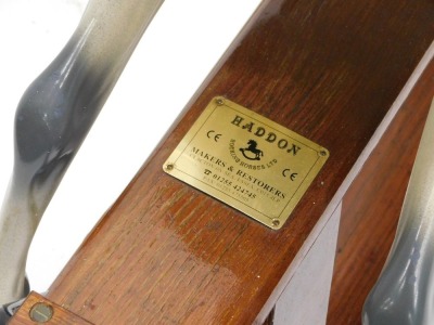 A Haddon dapple grey rocking horse, on a wooden base, brass manufacturers plaque for Haddon Makers & Restorers, Clacton-on-Sea Essex, 140cm long. - 2