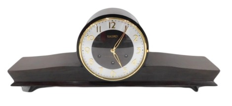 A Seiko Westminster chime hardwood mantel clock, with seven jewels to the Japanese movement, 65cm wide.