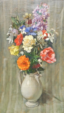 Romano Parmeggiani (1930-2002). Floral still life, oil on canvas, signed and dated 1960, 49cm x 28.5cm.