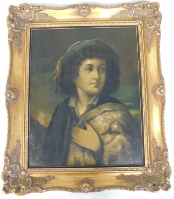 V. Sidoli. A young shepherd, oil on canvas laid on board, signed, 48cm x 38cm. - 2