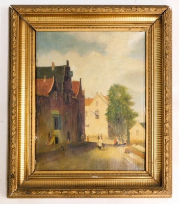 19thC Continental School. Street scene, oil on canvas, 38cm x 38cm. - 2