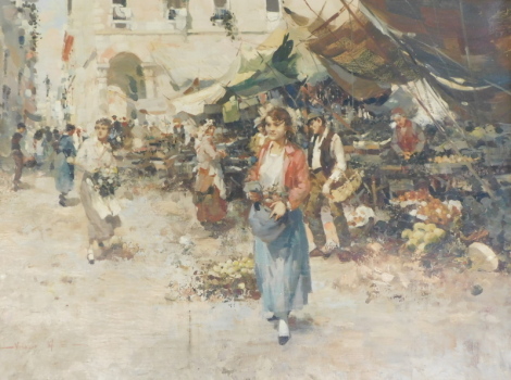 Witman Etelka Vizkeleti (1882-1962). Market scene, oil on canvas, signed, 47.5cm x 64cm.