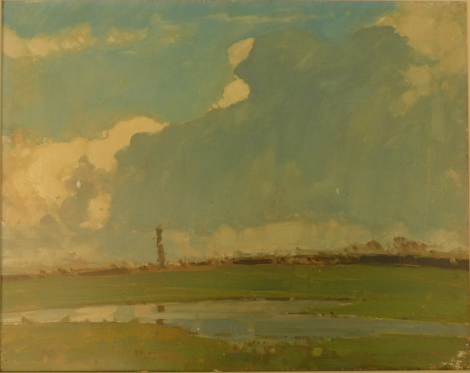 Herbert Rollett (1872-1932). River landscape, oil on canvas, 39.5cm x 50cm.