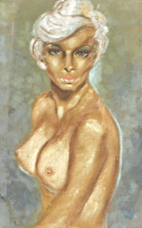 20thC School. Nude study, oil on board, 59.5cm x 38cm.