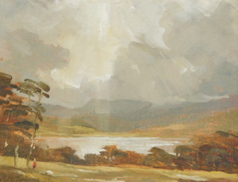 R. Martin Tomlinson (b.1945). Elterwater, oil on canvas, signed and dated 75, 16cm x 21cm.