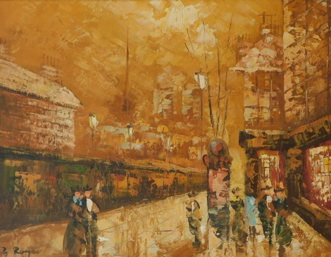 G. Rayer. Street scene, possibly Paris, oil on canvas, signed, 38cm x 49cm.