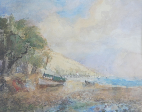 Malcolm Mason (20thC). The Shoreline at Akaron, watercolour, signed and titled verso, 26cm x 32cm. Label verso Gadsby's Fine Art.