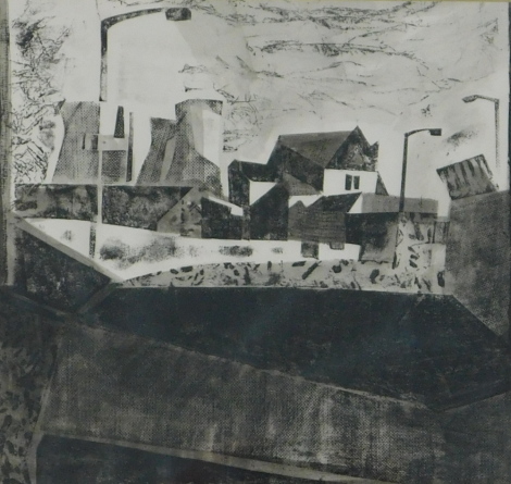 Ullis Hiley (20thC). St. Oswald's Church and Barnby Dun Power Station, mixed media, signed, dated (19)88, titled verso, 21.5cm x 22cm.