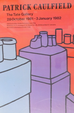 After Patrick Caulfield. View of Roof Tops - The Tate Gallery London, framed coloured poster, 75cm x 49.5cm.