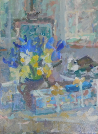 Pru Sapp. Spring Celebration, oil on board, signed, 44cm x 33cm. Label verso.