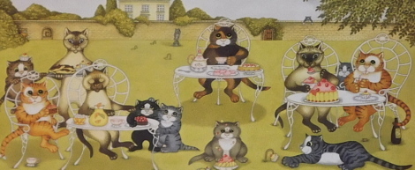 Linda Jane Smith (b.1962). The Garden Party, artist signed, titled limited edition coloured print, 268/850, 20cm x 42cm.