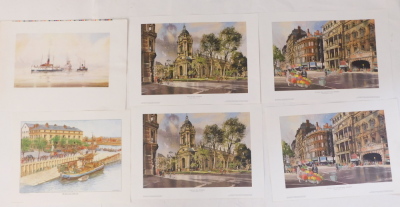 James Priddey. Birmingham, four limited edition coloured prints and two others signed Geoff Woolston, David C. Bell (6).