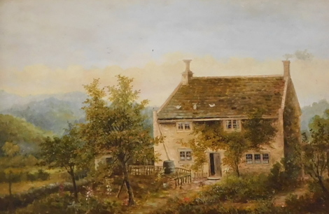 William Percy Rowbottom (1865-1943). Country cottage, oil on board, signed and dated (18)98, 19.5cm x 30cm.