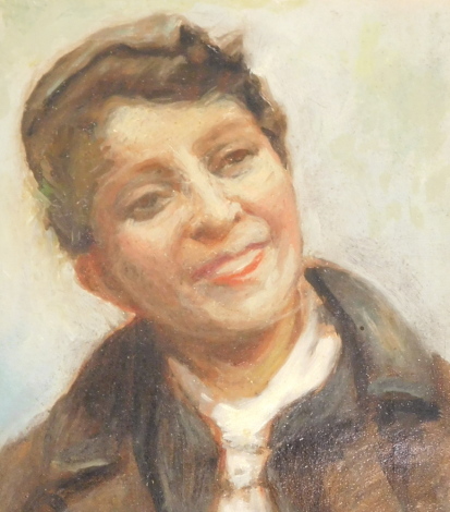 19thC Continental School. Head and shoulders portrait, oil on canvas, 19.5cm x 16.5cm.