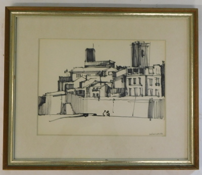 Bernard Kay (1927-2021). Antibes, drawing, titled and dated 1956, 23.5cm x 31cm. - 2