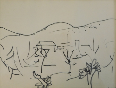 Bernard Kay (1927-2021). Vallayns, drawing, titled and dated 1956, 22.5cm x 29.5cm.