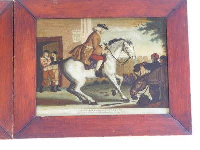 After John Collett. Two equestrian aquatints engravings, A Taylor Riding to Brentford and The Vicar coming to Dinner with the Esquire, framed, 25cm x 33cm. (2) - 4