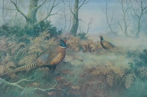 After Wendy Reeves. Pheasants in landscape, artist signed limited edition print, 228/850, 43cm x 60cm.