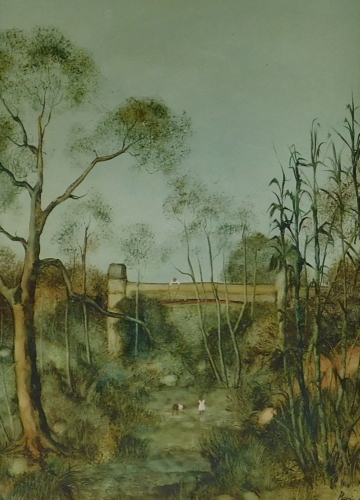 P.V. Bernard. Vaucluse Bridge, oil on board, signed, 44cm x 31cm.